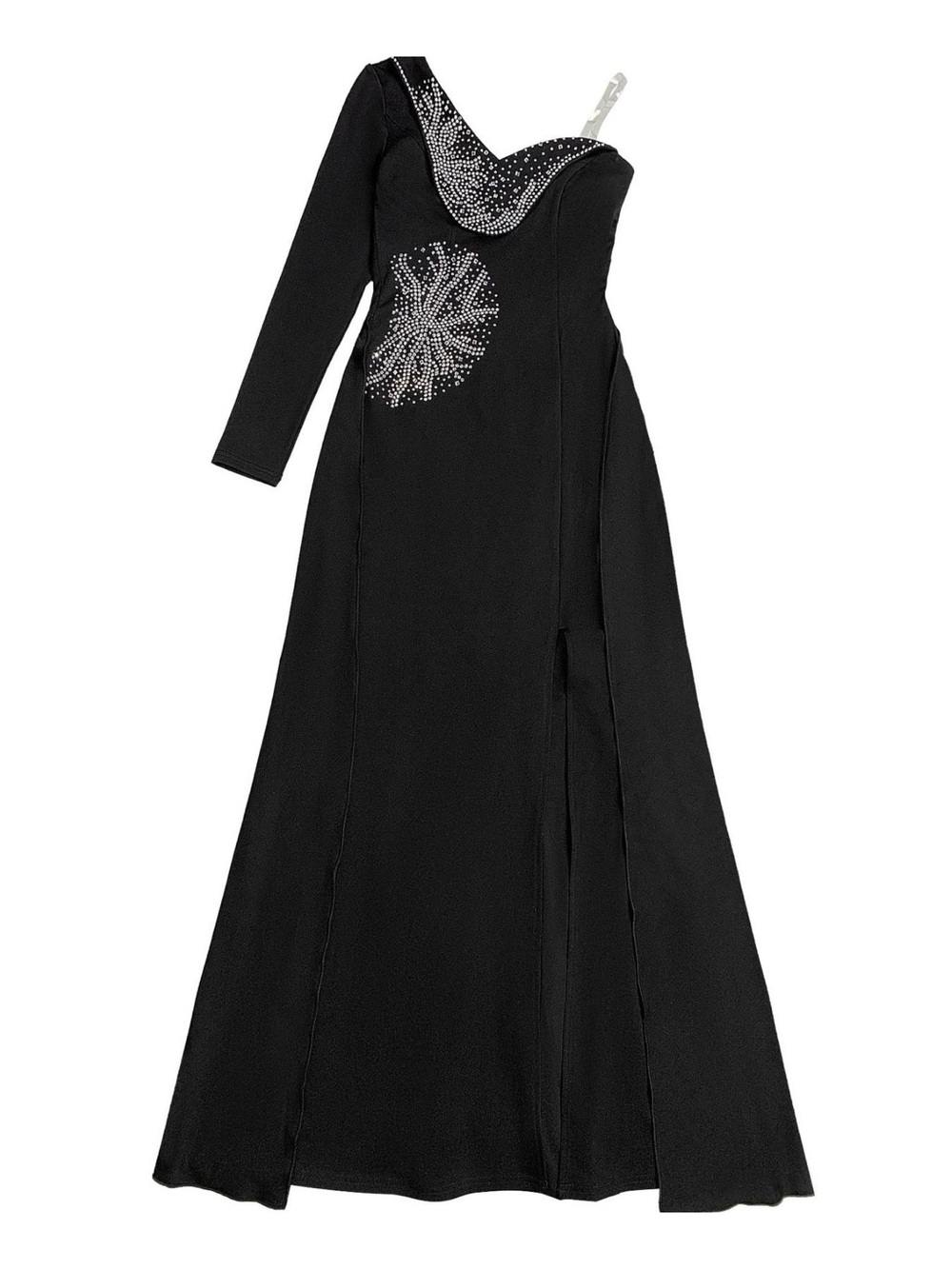 Slit Rhinestone One Shoulder Maxi Dress - Picture 3 of 7